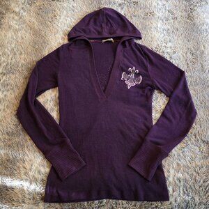 Angel Purple lightweight sweater hoodie with rhinestones